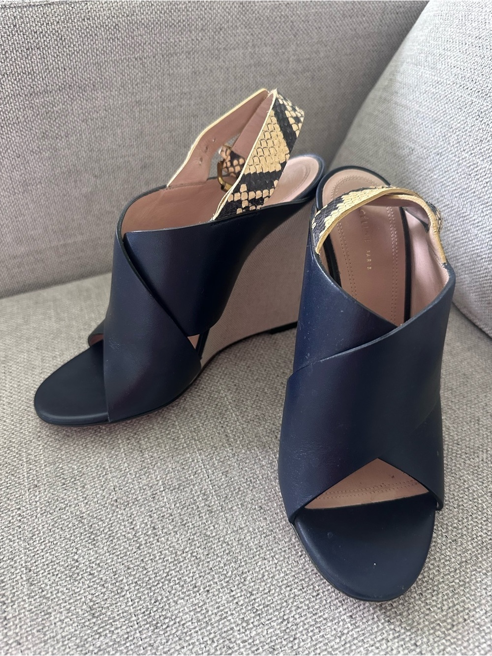 Celine Navy Wedges Shoes